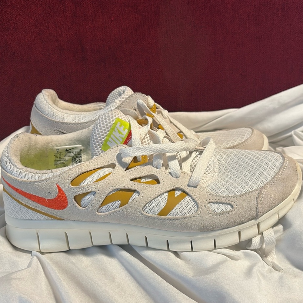 Nike White and Orange Athletic Shoes